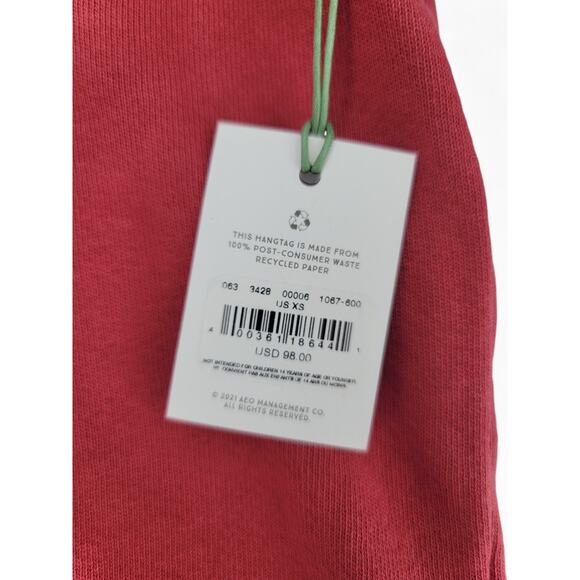 AE77 Unisex Distressed Crewneck Sweatshirt XS Red 100% Cotton Made in USA NWT - Picture 3 of 5